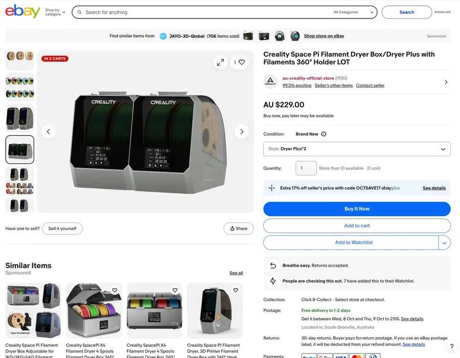 15-17% off Creality Space Pi Filament Dryers