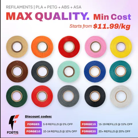 Fortis Filaments Refills from $11.99/kg + 15% off Clearance