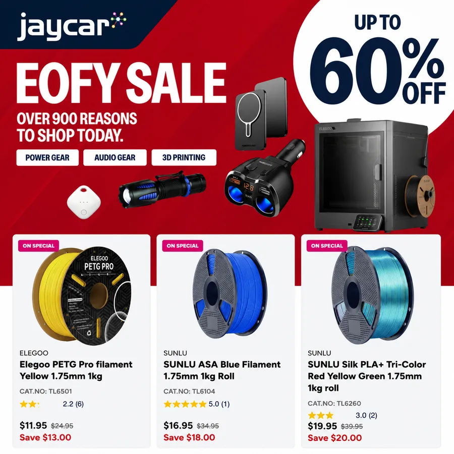 Jaycar EOFY Sale - 3D printing gear and filament