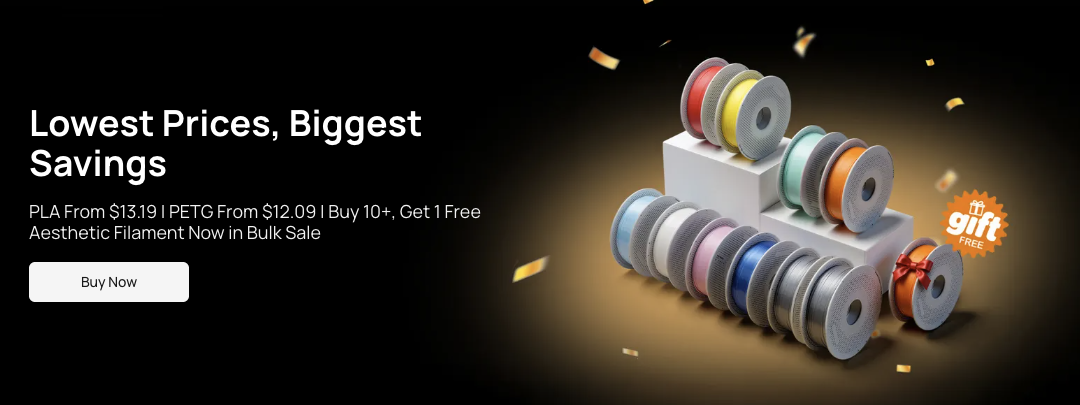 Bambu Lab Black Friday filament sale banner showing bulk prices and a free gift