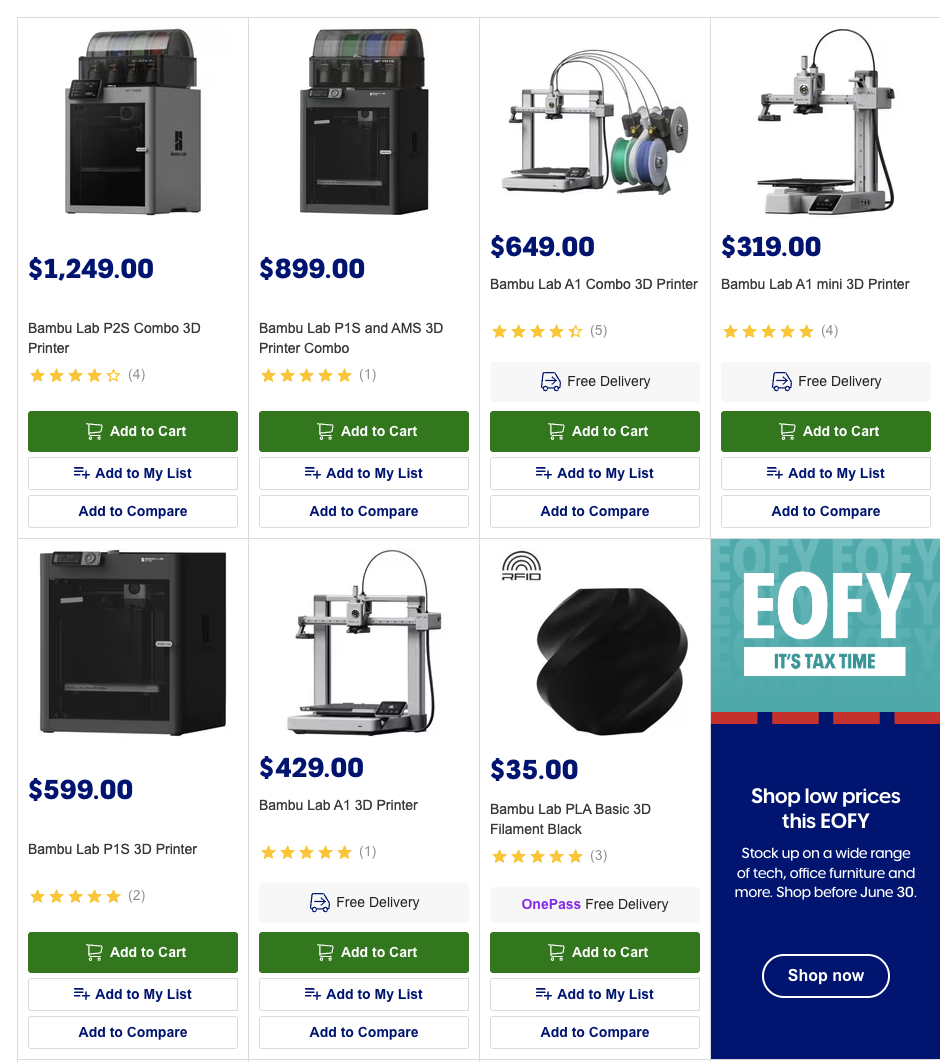 Bambu Lab Printers at Officeworks